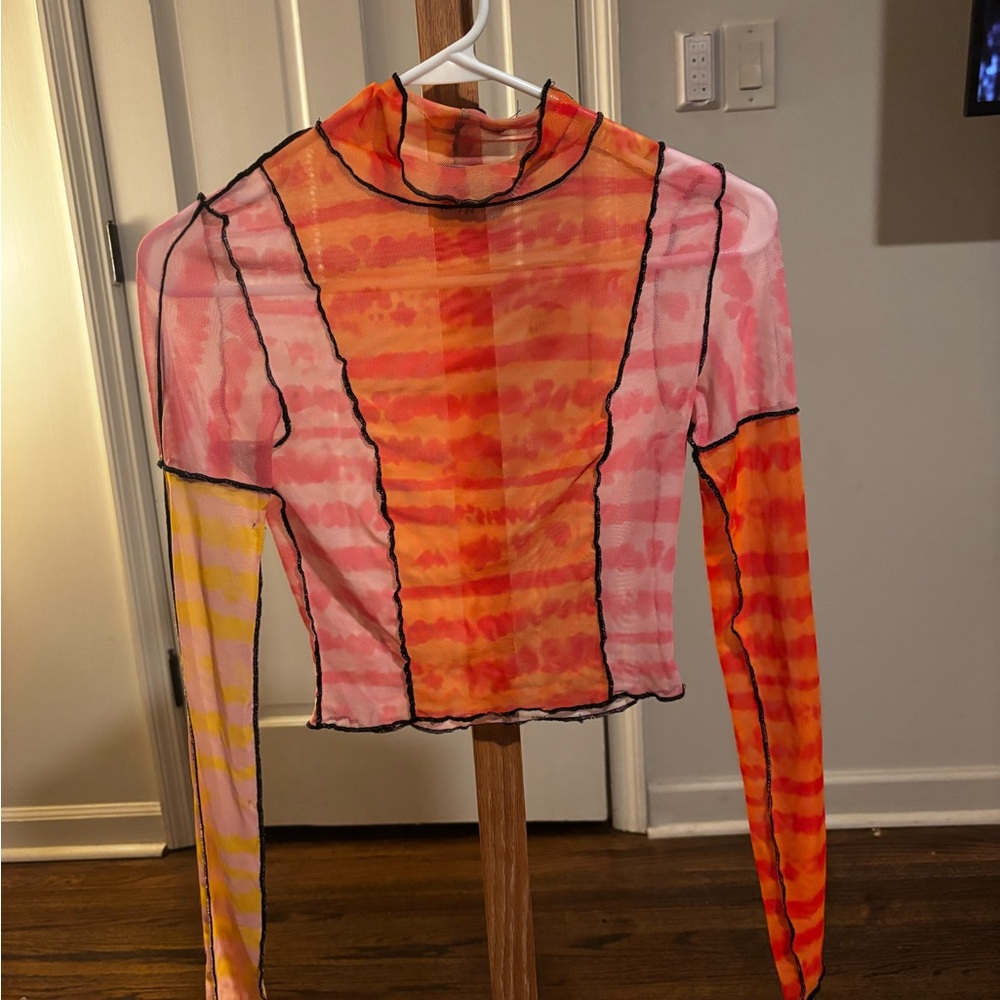 Princess Polly Pink and Orange Mesh Top